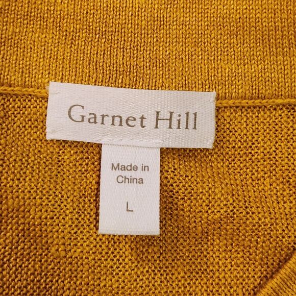 Garnet Hill Mustard Yellow Color 100% Linen Oversize V-Neck Sweater, Sz L - Picture 4 of 10